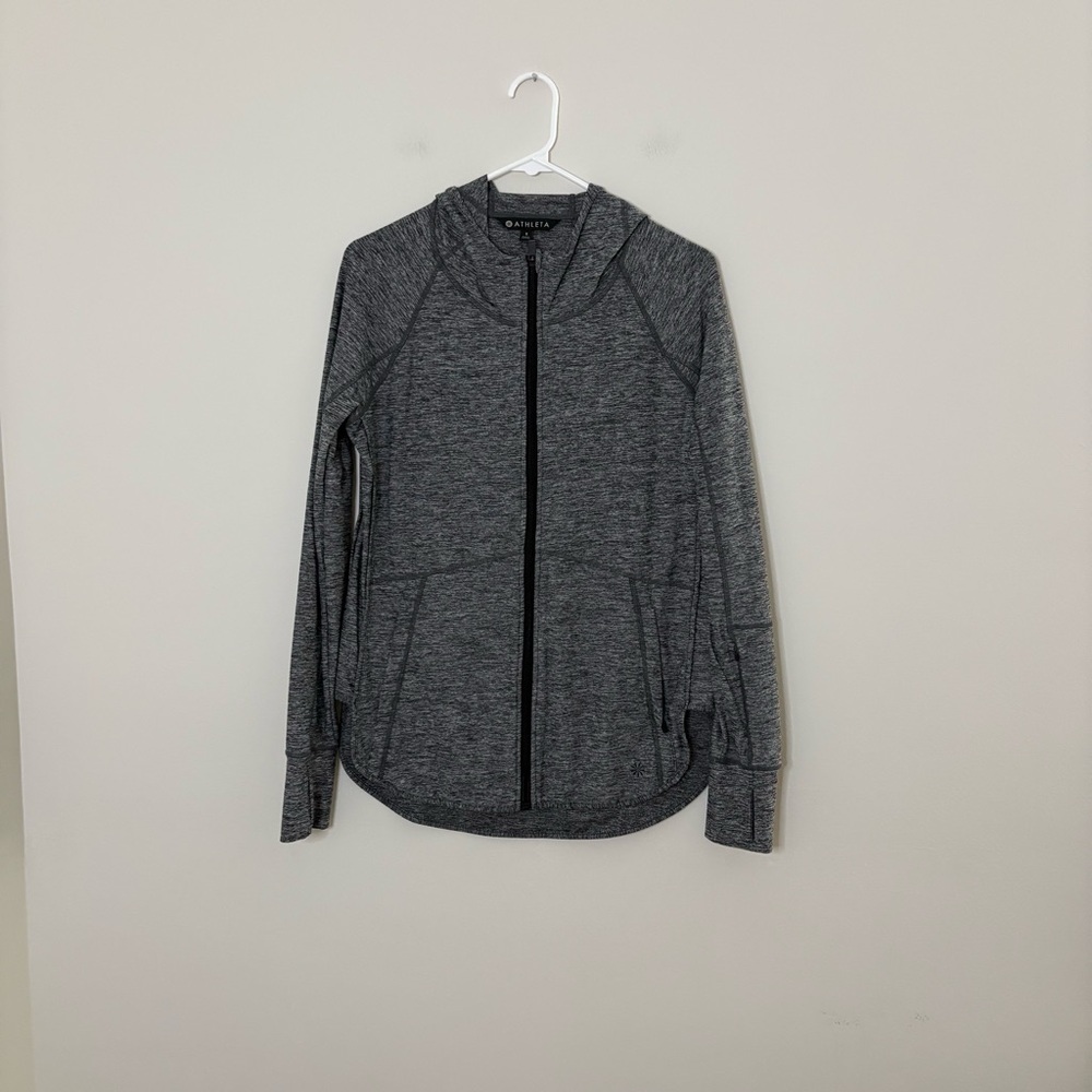Athleta Heather Gray Women's Small Zip-Up Hoodie Long fall sporty fit